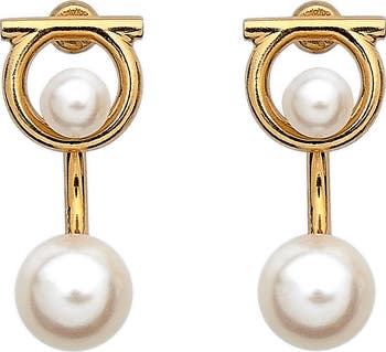 FERRAGAMO Gancio Imitation Pearl Drop Earrings | Nordstrom