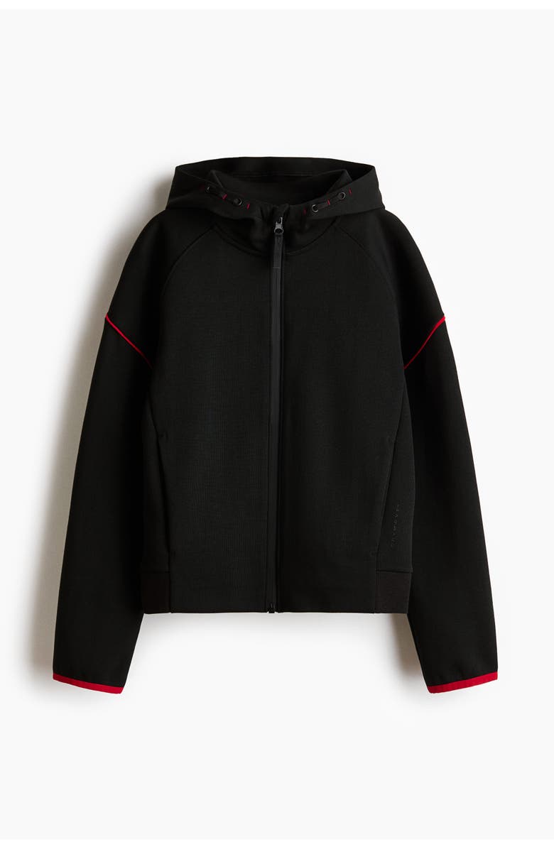 H&M Sports Zip-through Hoodie With Drymove, Main, color, Black