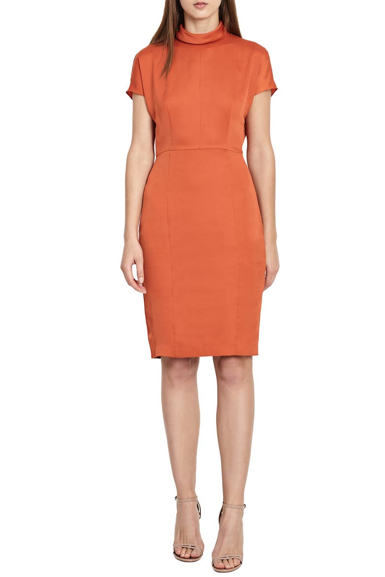 Rex Mock Neck Sheath Dress, Main, color, BURNT ORANGE