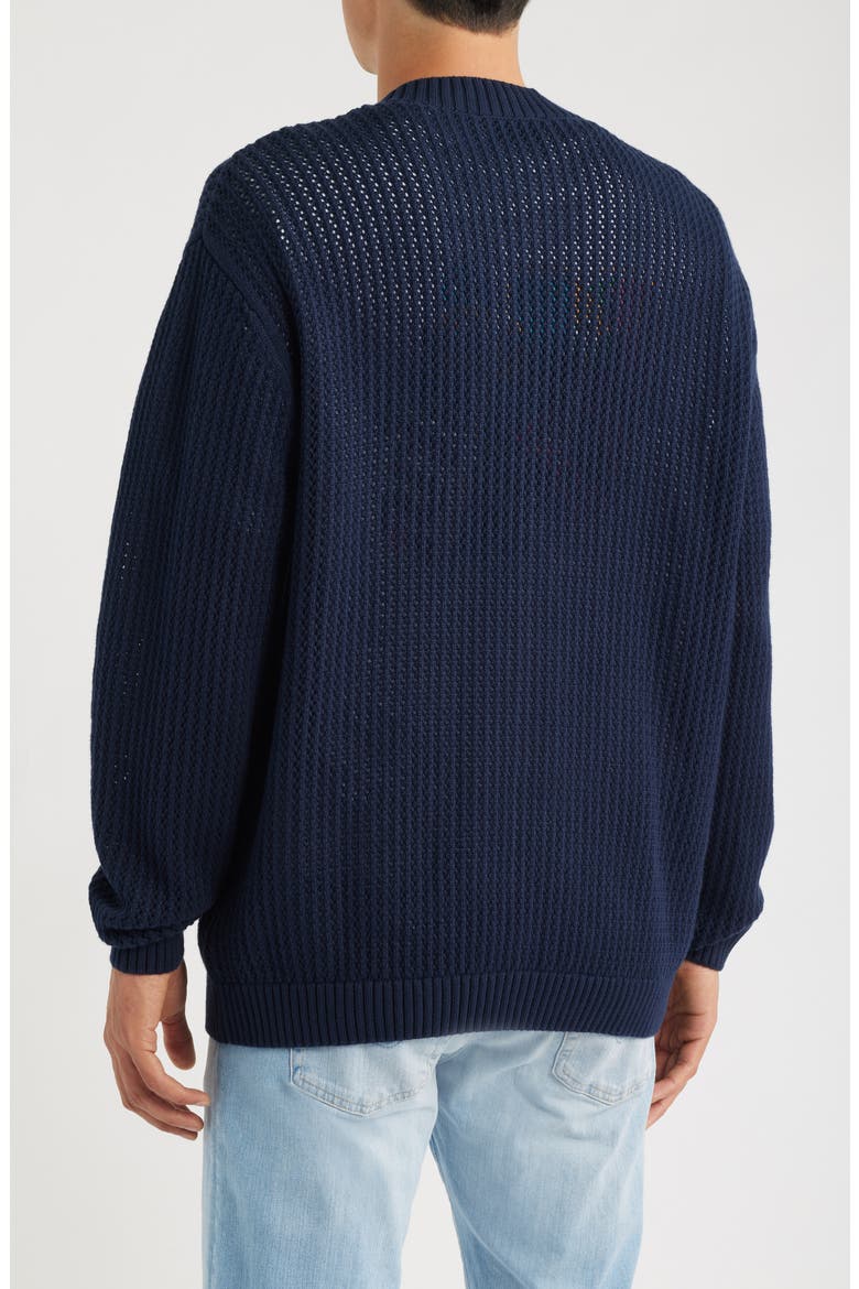 x Prince Openwork Cotton Cardigan, Alternate, color, DARK NAVY