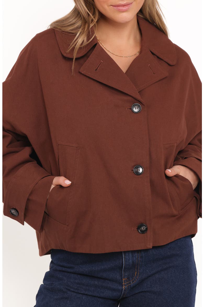 Notion Cotton Twill Crop Trench Coat, Alternate, color, ESPRESSO