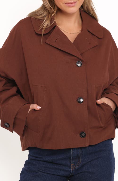 Petal And Pup Petal & Pup Notion Cotton Twill Crop Trench Coat In Brown