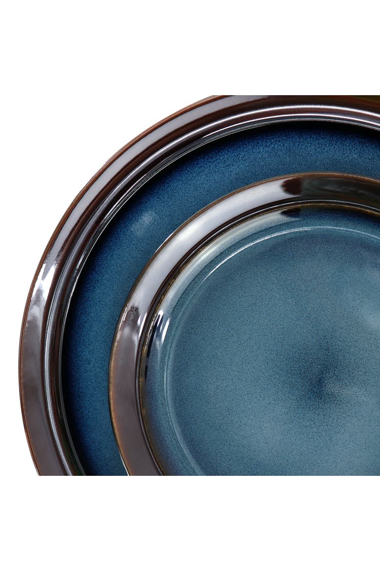 16 Piece Priya Reactive Glaze Stoneware Dinnerware Set, Alternate, color, Blue