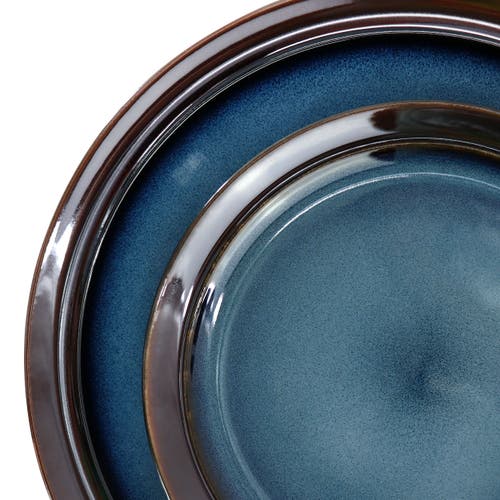 Gibson Elite 16 Piece Priya Reactive Glaze Stoneware Dinnerware Set In Blue