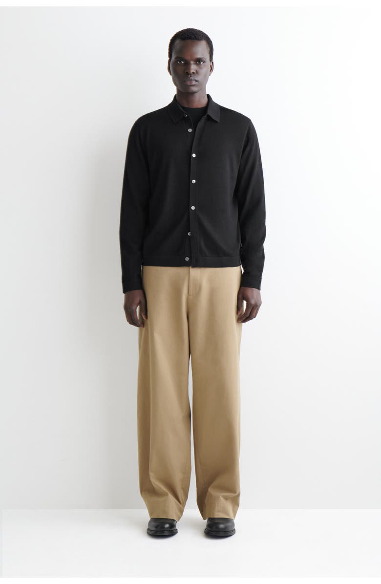 COS Knitted Merino Wool Shirt, Alternate, color, Black