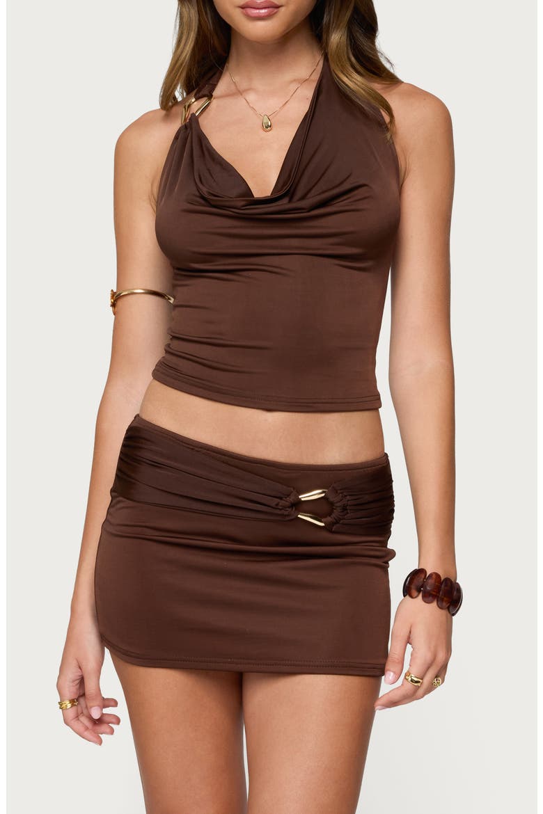 Isaiah Ring Cowl Neck Top, Main, color, DARK-BROWN
