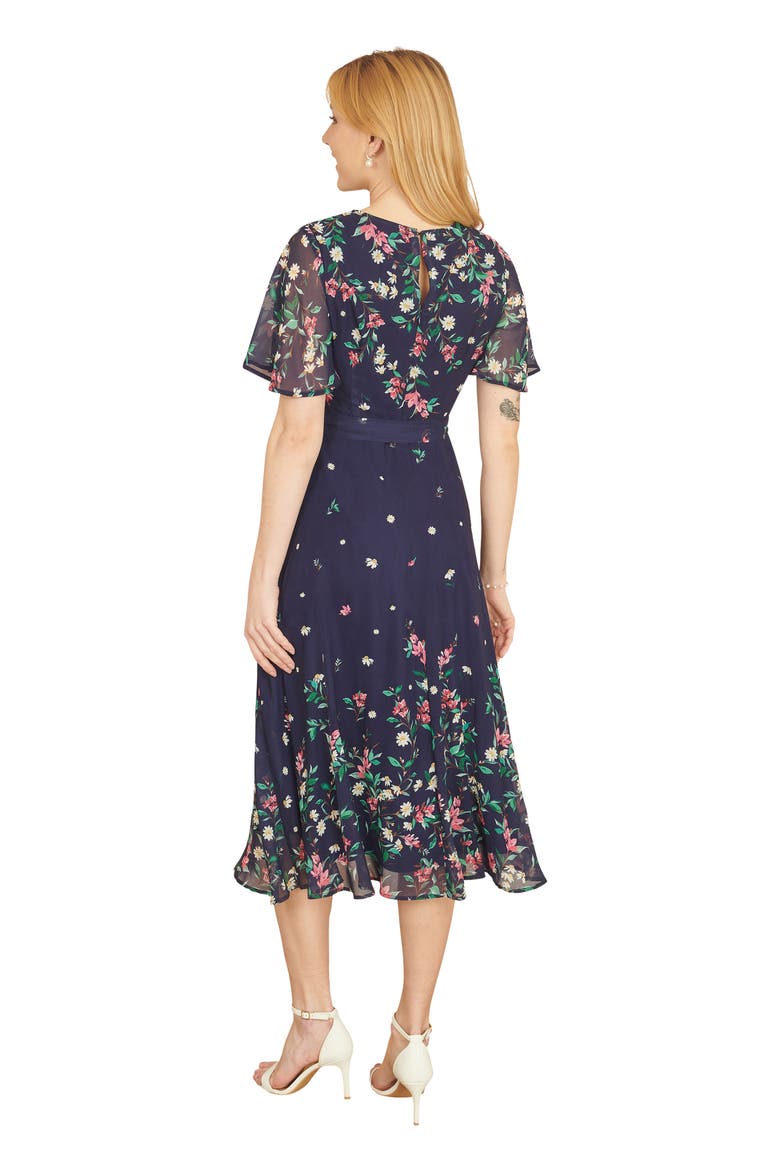 Daisy Mirror Placement Skater Dress, Alternate, color, Navy