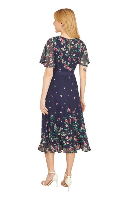 Yumi Daisy Mirror Placement Skater Dress In Brown