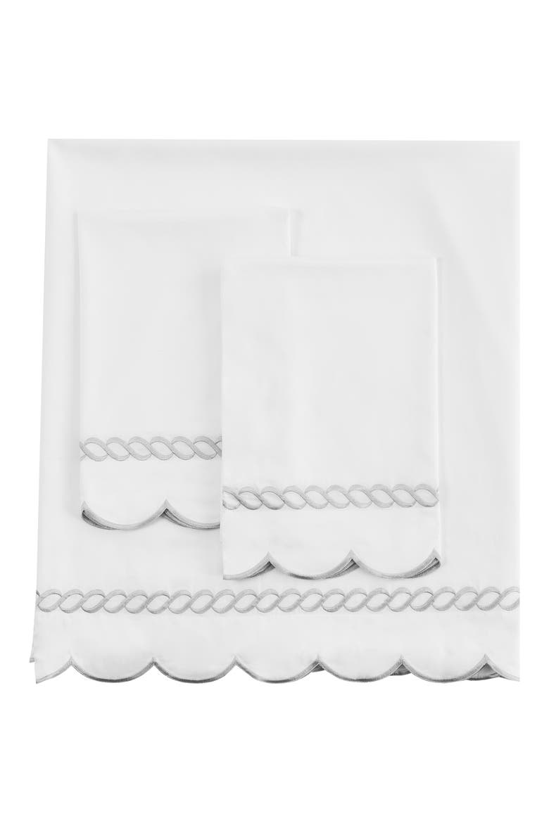 Scallop Rope 600 Thread Count Sheet Set, Main, color, GREY