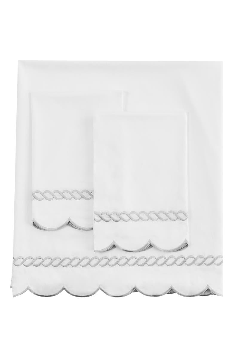 MELANGE HOME Scallop Rope 600 Thread Count Sheet Set, Main, color, Grey