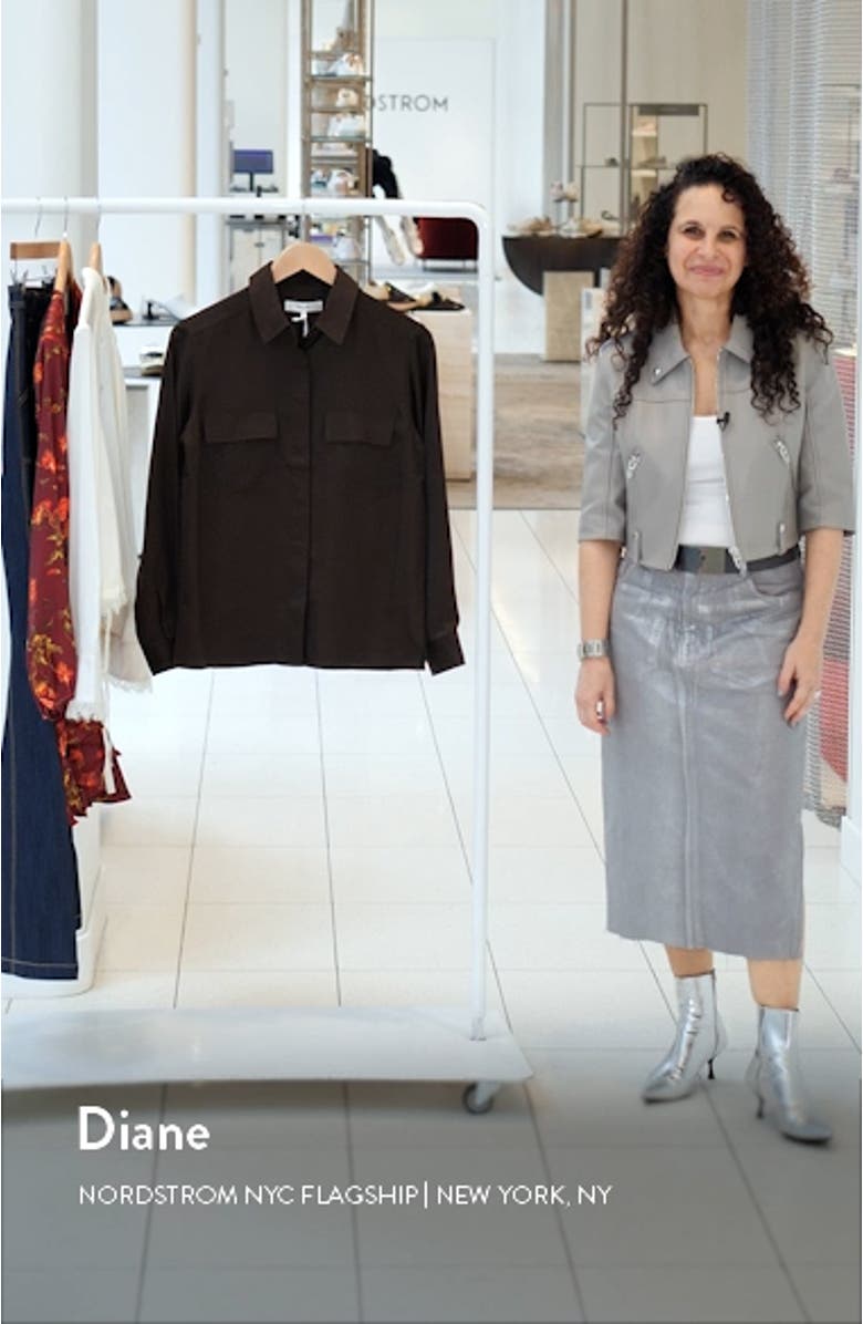 Snake Print Satin Button-Up Shirt, sales video thumbnail