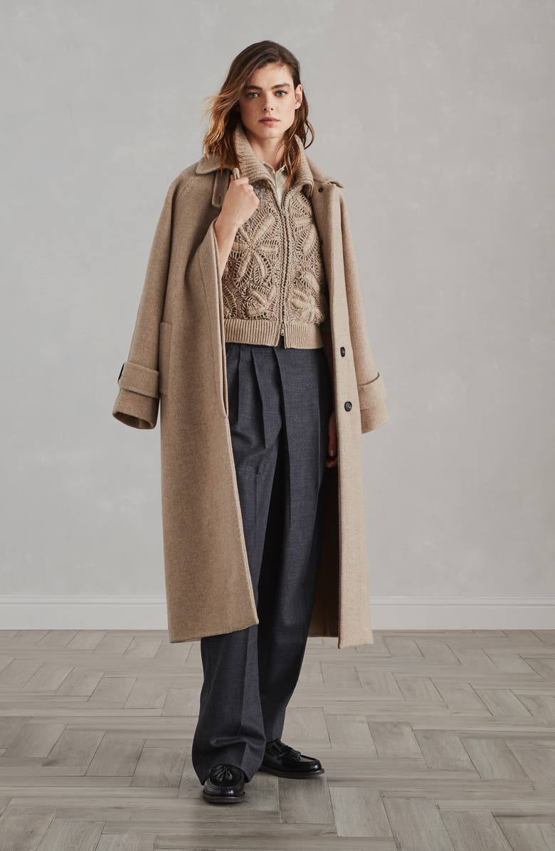 Brunello Cucinelli Handmade Flower Crochet OPERA cardigan in cashmere Feather yarn, Alternate, color, 