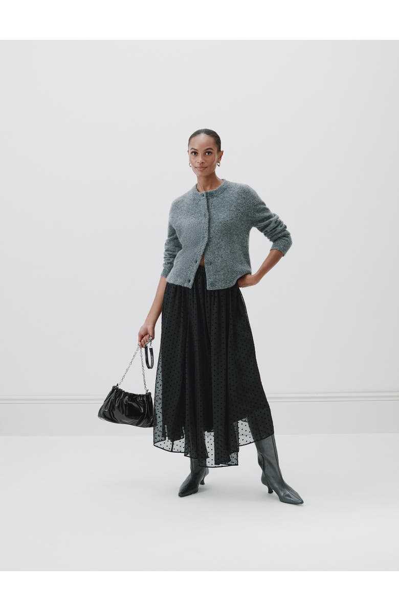 Hush Asymmetrical Flocked Spot Skirt, Alternate, color, Black