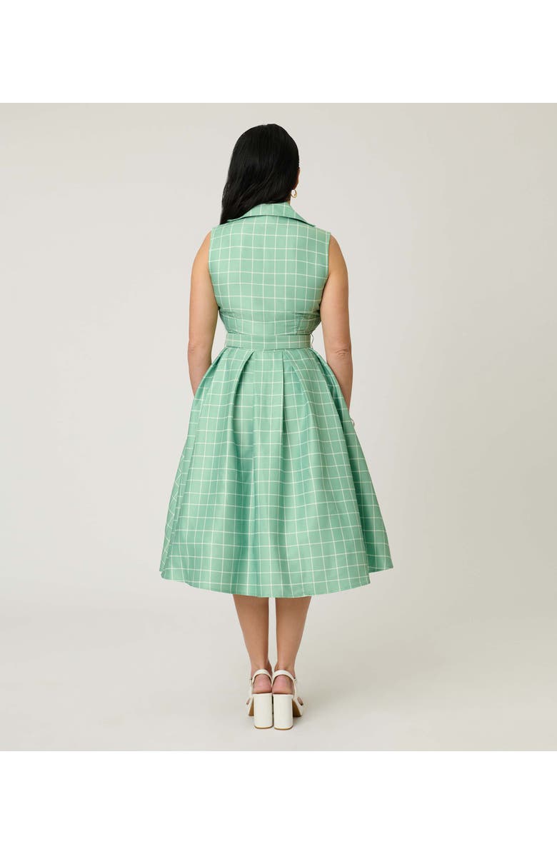 Unique Vintage 1950s Edith Swing Dress, Alternate, color, Mint Plaid
