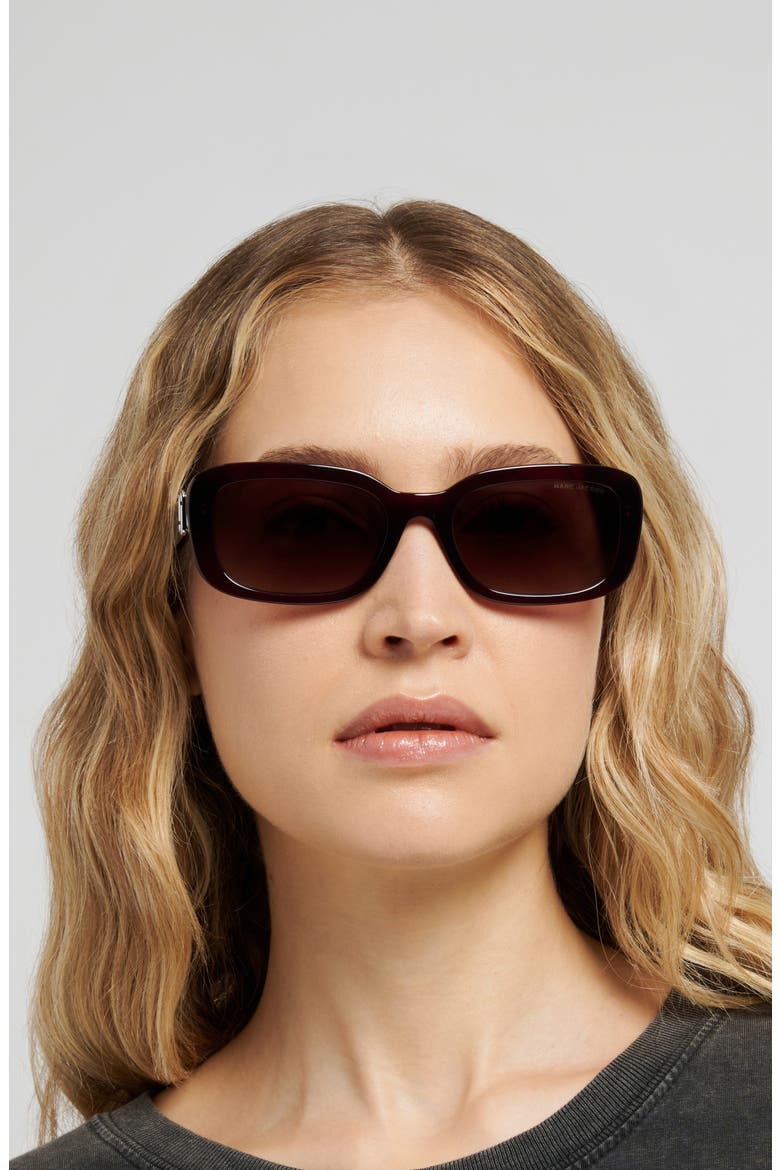 55mm Rectangular Sunglasses, Alternate, color, BURGUNDY/ BROWN SF