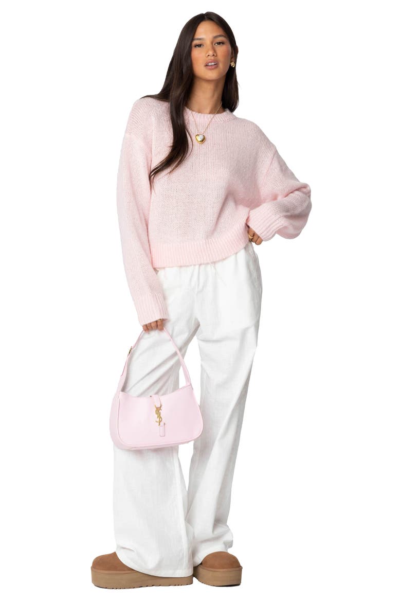 Oversize Crewneck Sweater, Alternate, color, LIGHT-PINK