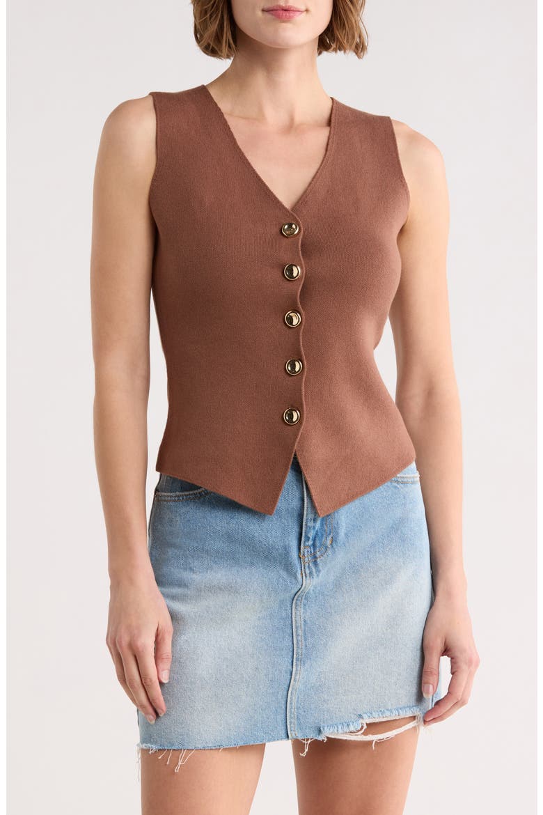 Button-Up Vest, Main, color, BROWN
