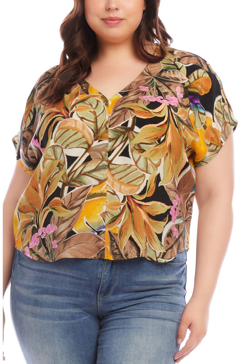 Floral V-Neck Top, Main, color, PRINT