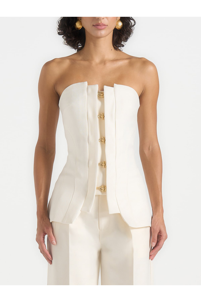 Viviane Clasp Detail Bandeau Top, Alternate, color, Off White