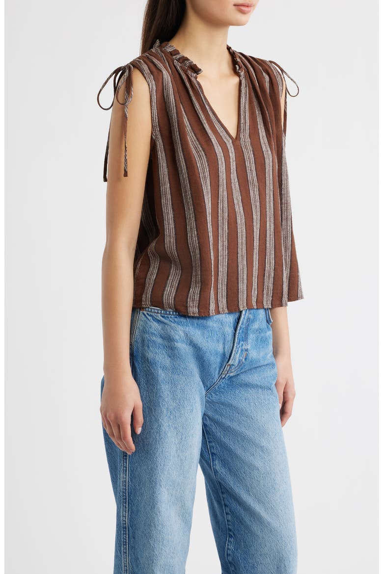 Sosa Stripe V-Neck Crop Top, Alternate, color, OAK STRIPE