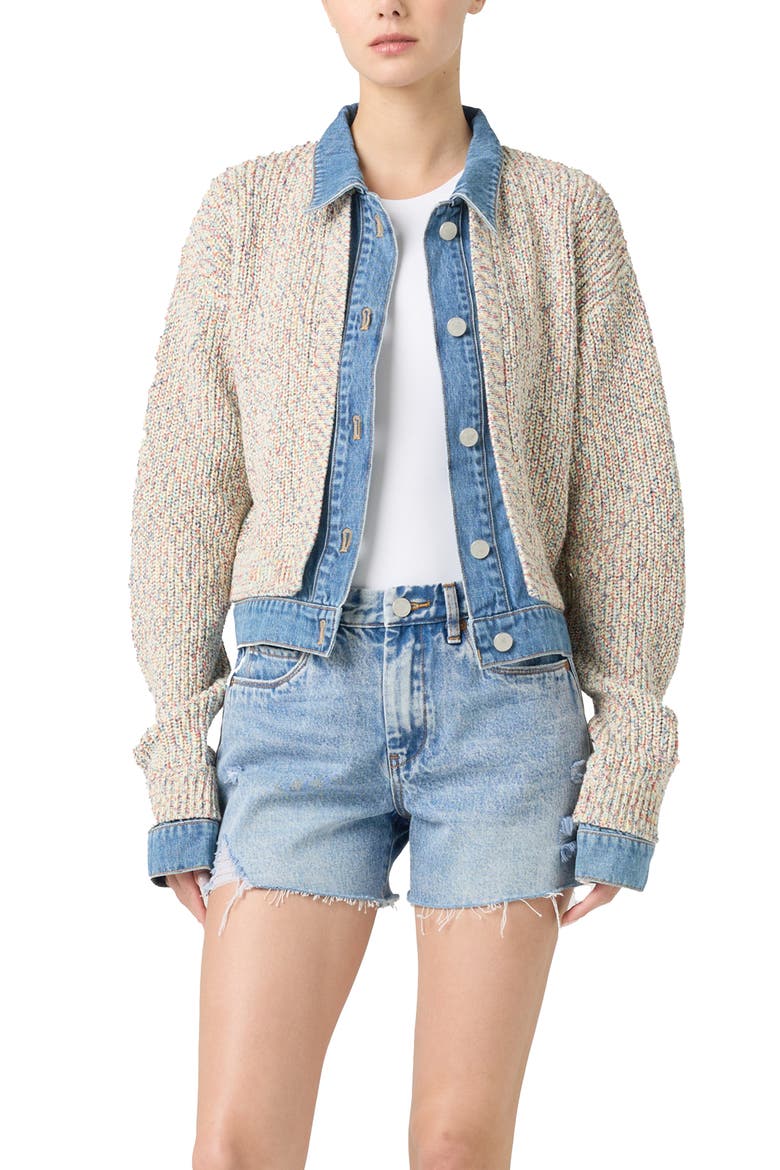 Knit Trucker Jacket, Alternate, color, HAPPY PLACE