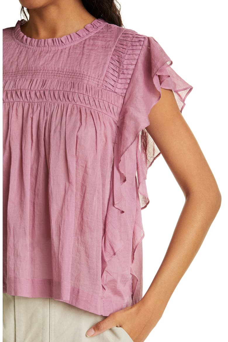 Layona Ruffle Sleeve Top, Alternate, color, ROSEWOOD
