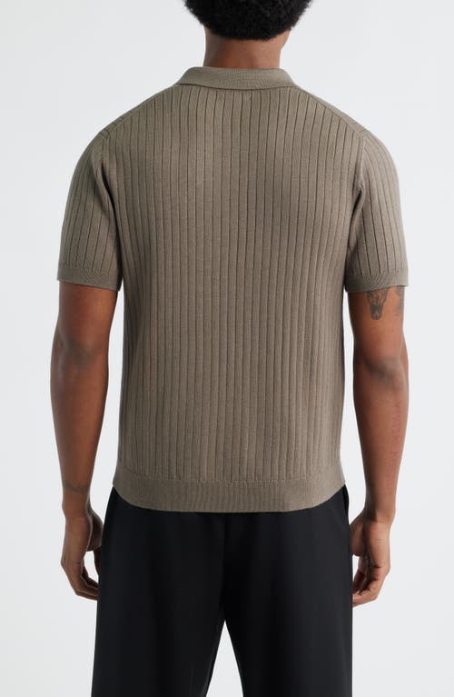 Open Edit Rib Polo Sweater In Brown