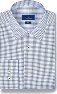 David Donahue Trim Fit Check Stretch Twill Shirt
