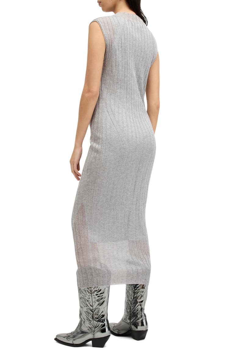 Patrice Cap Sleeve Rib Midi Sweater Dress, Alternate, color, SILVER