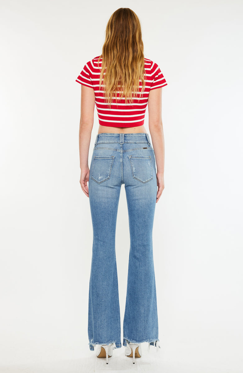 Kancan Giselle High Rise Flare Jeans In Blue