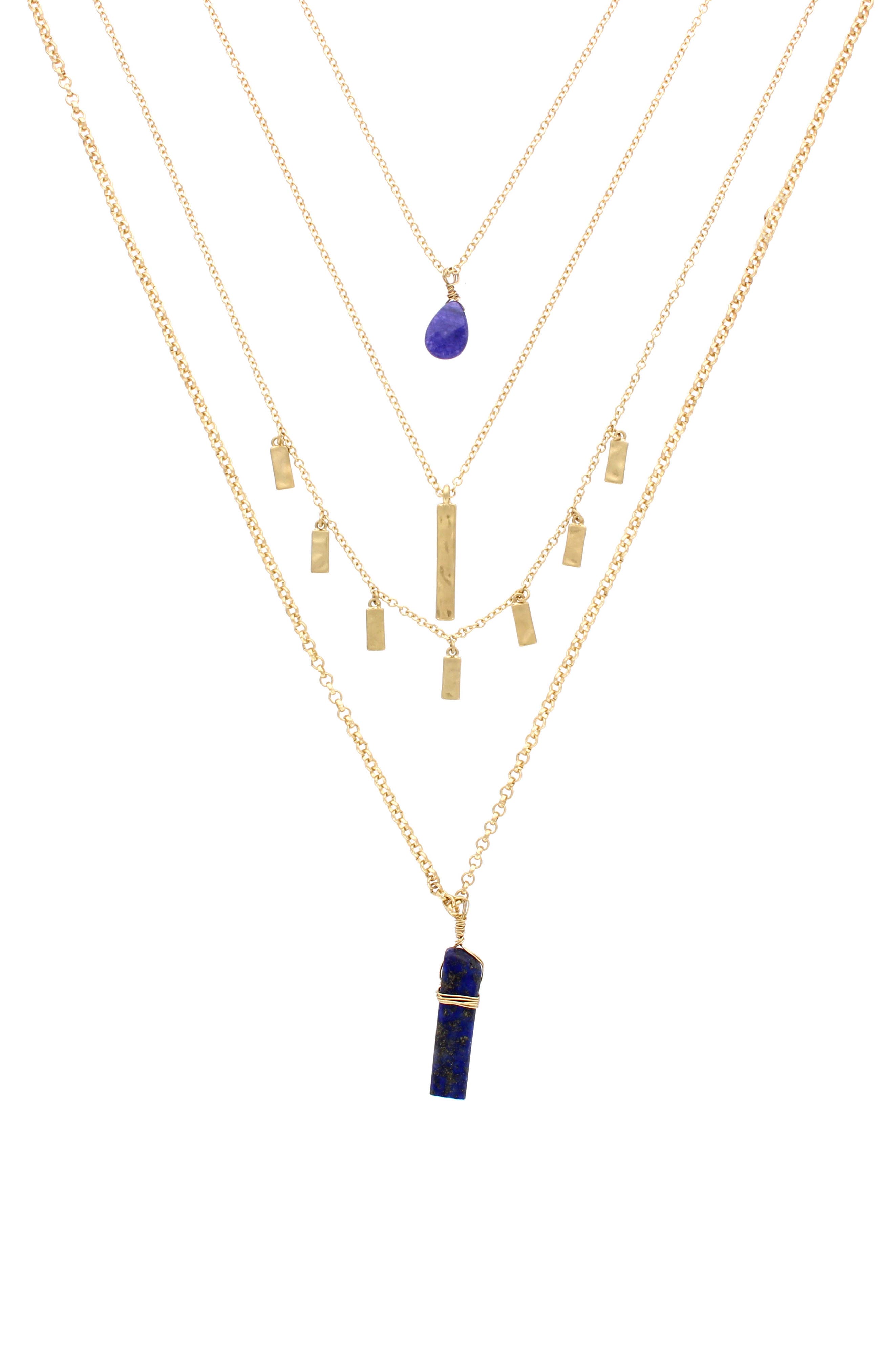 Faux Stone Charm Layered Necklace