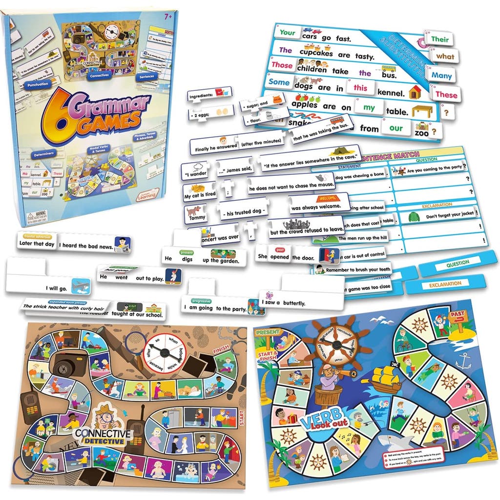 Junior Learning 6 Grammar Games, Language Arts Board Game for Ages 7-9, Grade 2-3 in Multicolored  product