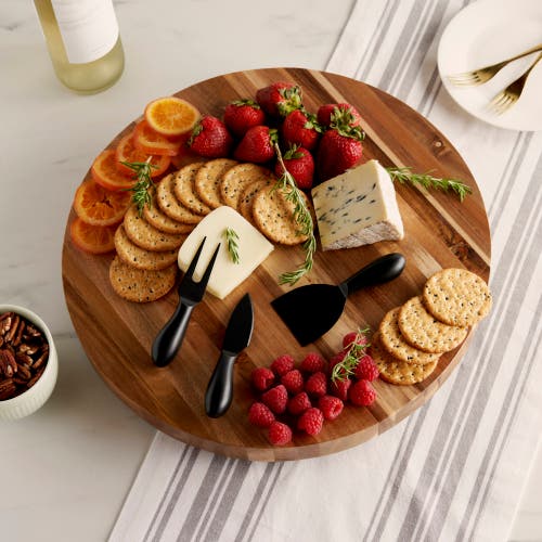 Twine Acacia Wood Footed Cheese Board And Knife Set In Wood