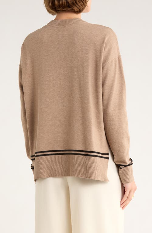 Nordstrom Rack Tipped Crewneck Sweater In Brown