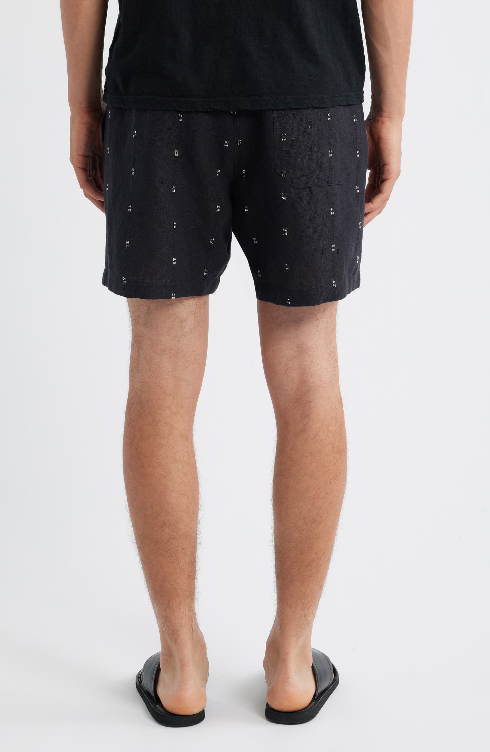 rag & bone Marc Embroidered Cotton & Linen Drawstring Shorts ...