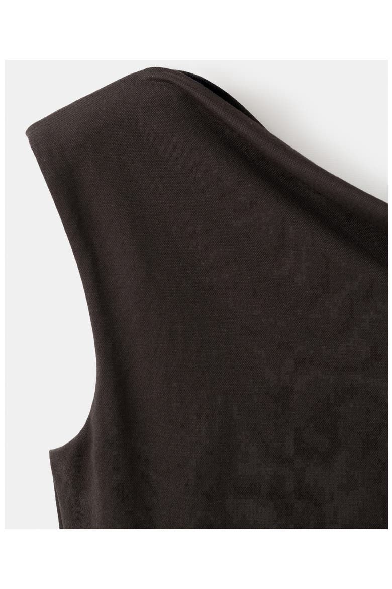 Draped Neck Asymmetric Top, Alternate, color, BROWN