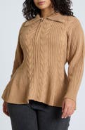 ELOQUII Peplum Zipper Sweater