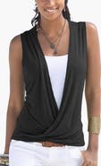 LASCANA Women's Sleeveless Wrap Look Top