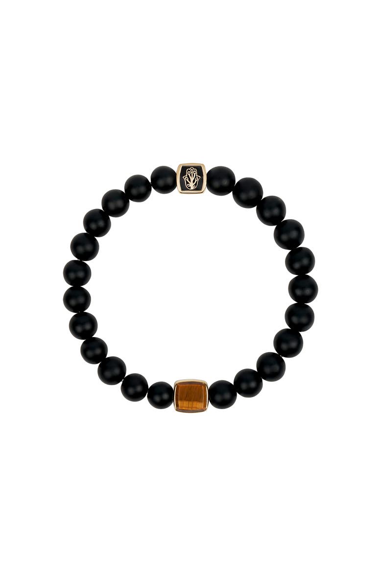 Men's Black Onyx Tiger’s Eye Beaded Bracelet Infinite Potential, Main, color, Black/brown/gold
