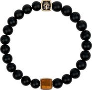 Karma and Luck Men's Black Onyx Tiger’s Eye Beaded Bracelet Infinite Potential