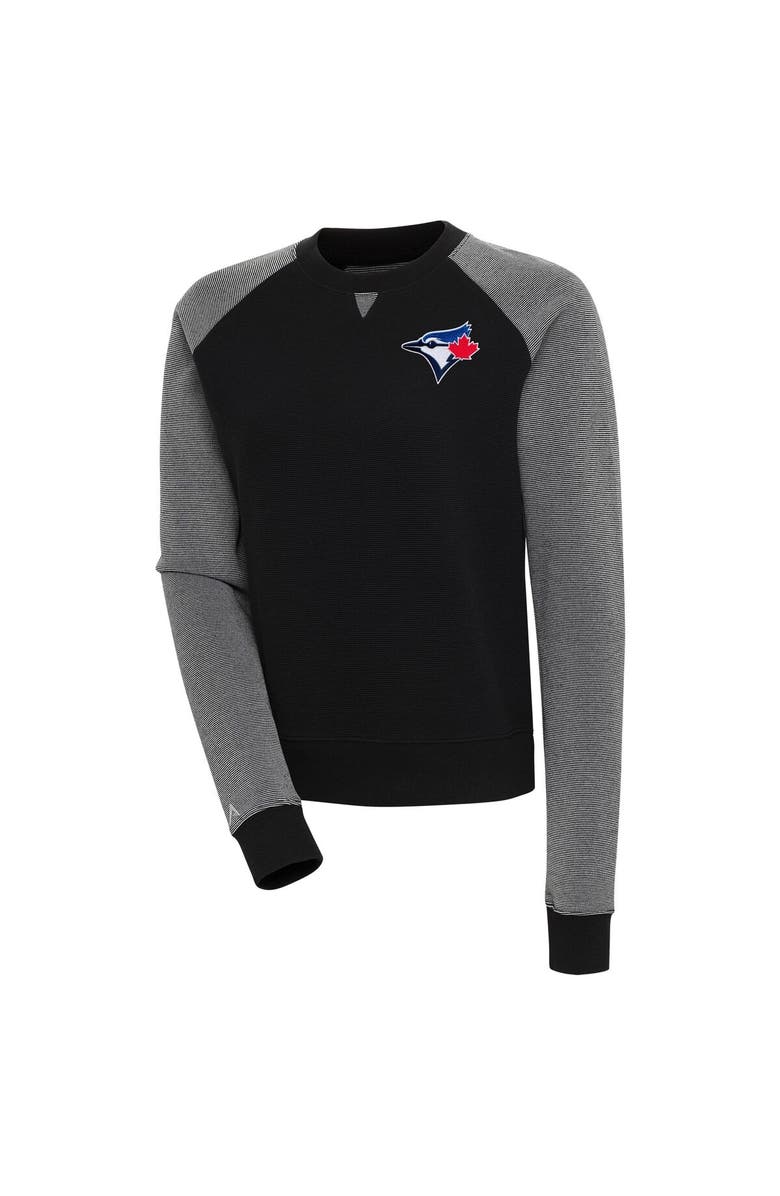 ANTIGUA Women's Antigua  Black/White Toronto Blue Jays Flier Bunker Tri-Blend Pullover Sweatshirt, Alternate, color, 