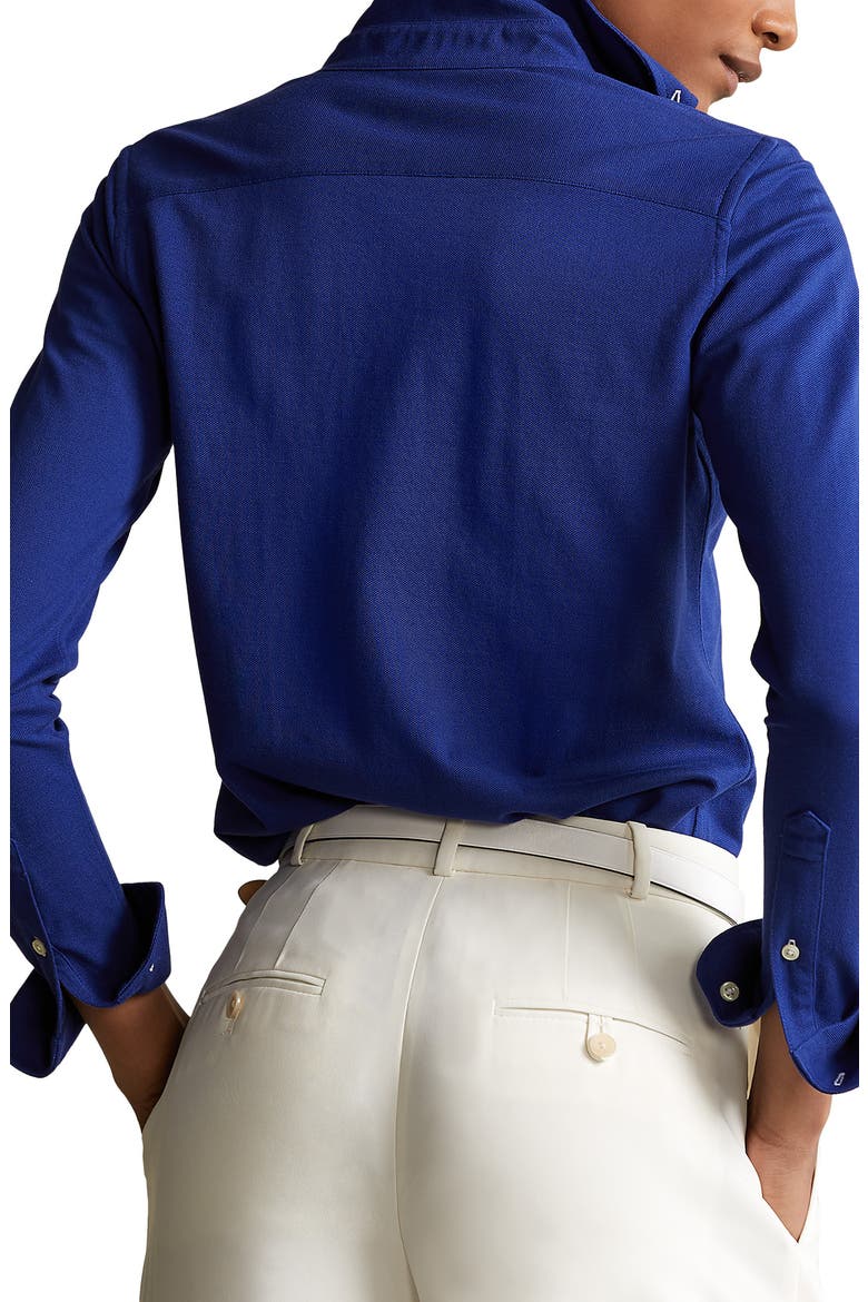 Heidi Skinny Long Sleeve Button-Down Cotton Piqué Shirt, Alternate, color, SPORTING ROYAL