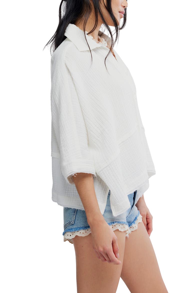 Happy Days Oversized Cotton Gauze Button-Up Top, Alternate, color, CLEAN IVORY
