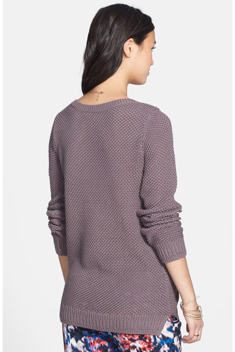 Textured Cotton Crewneck Sweater, Alternate, color, GREY SPARROW