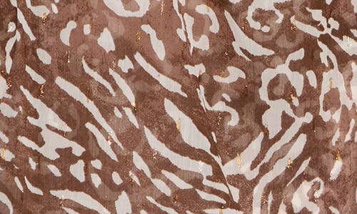 Shop Renee C Animal Print Tie Neck Top In Chocolate