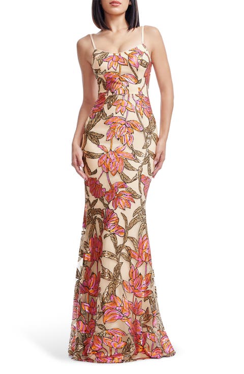 Giovanna Sequin Floral Mermaid Gown