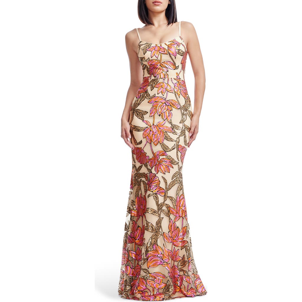 Dress The Population Giovanna Sequin Floral Mermaid Gown In Pink