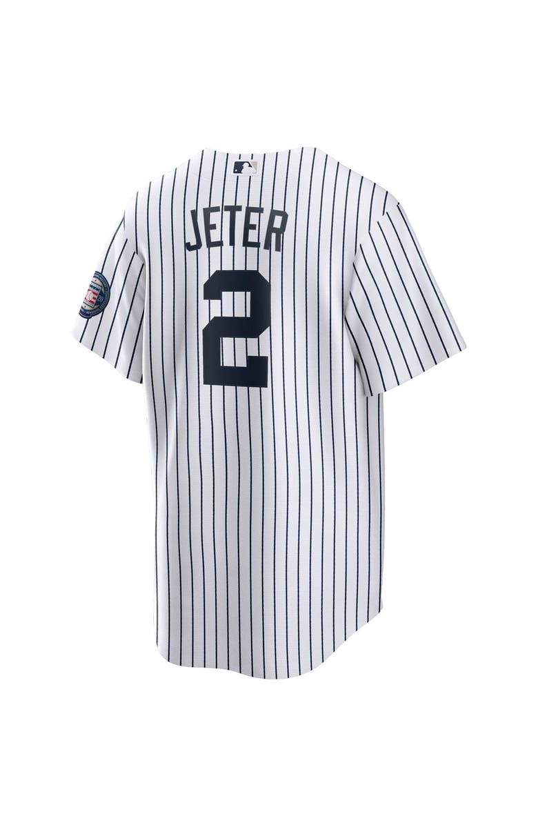 Nike Men's Nike Derek Jeter White/Navy New York Yankees 2020 Hall of Fame Induction Home Replica Player Name Jersey, Alternate, color, 