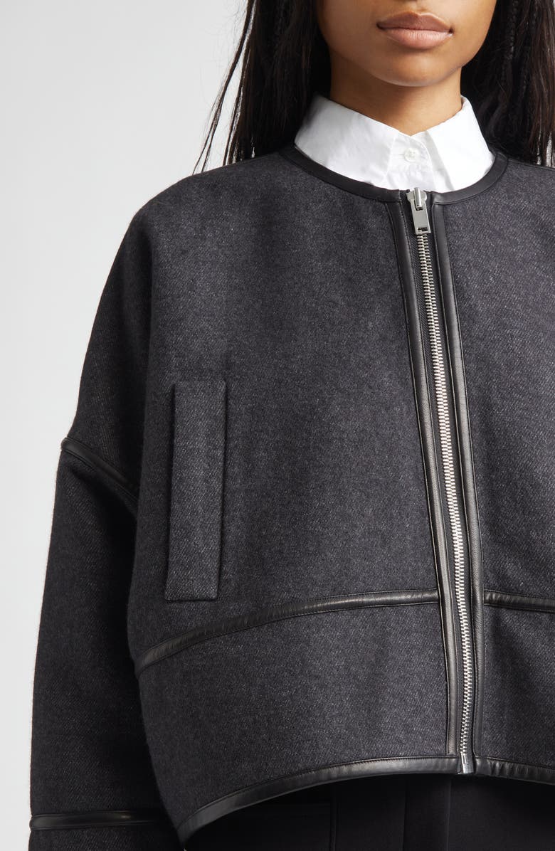 Proenza Schouler Ticiana Wool Blend Twill Jacket, Alternate, color, Charcoal Melange