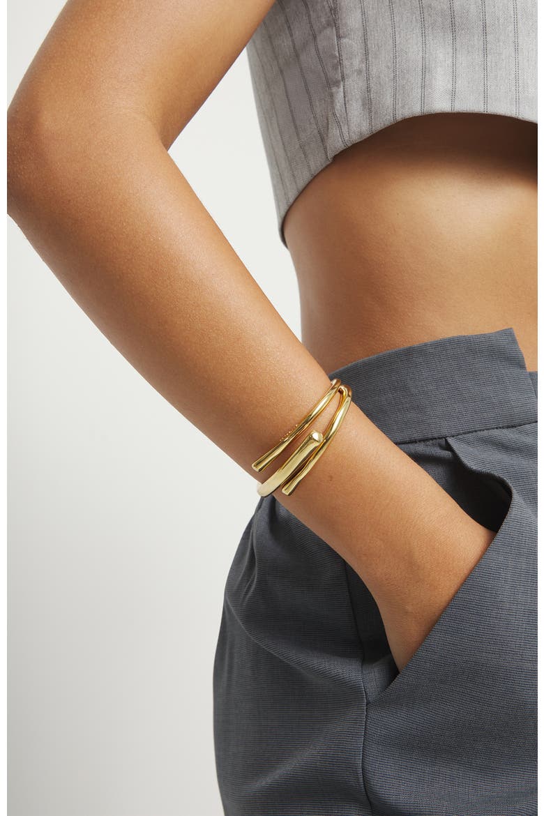 18K Gold-Plated Bracelet In The Shape Of Three Tubes, Alternate, color, Gold